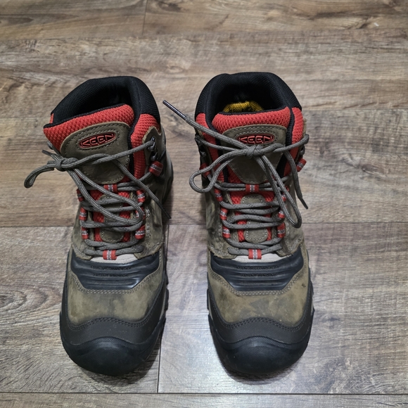KEEN Men\'s Brown and Red Hiking Boots Size 10